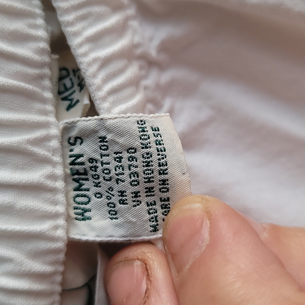 Vintage LL BEAN White Cotton Pants. Size M. Tall - Picture 5 of 7